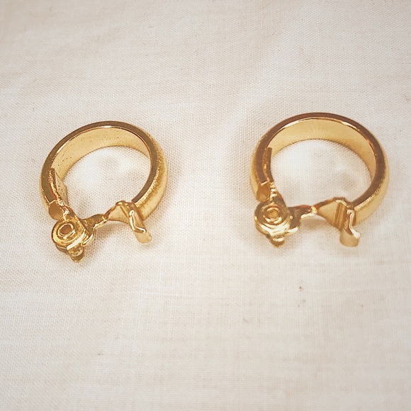Monet Small Gold Tint Hoop Clip Earrings - Picture 4 of 4